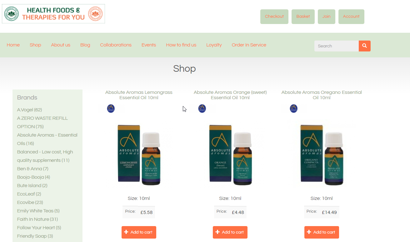 Local shop Health Foods for You's online presence.